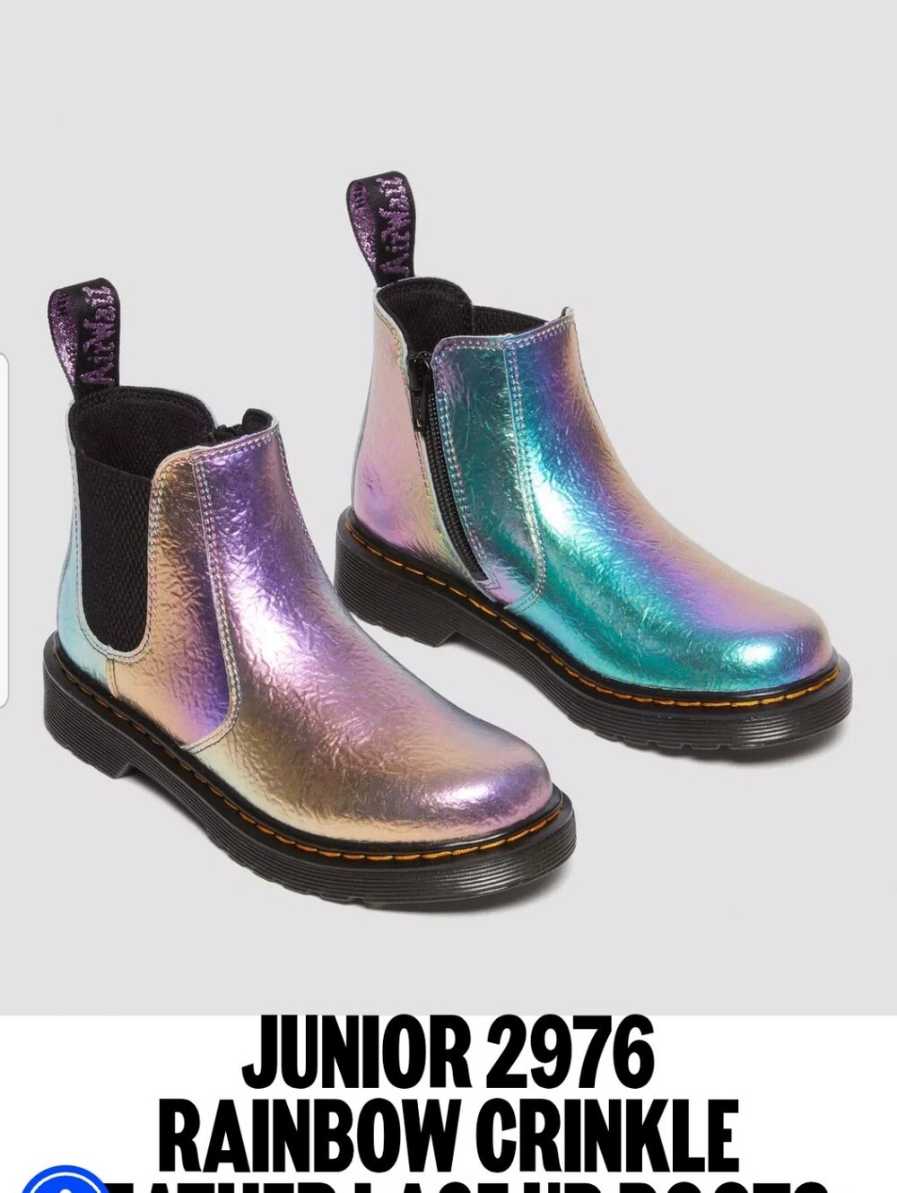 Dr. Martens Kids Iridescent Chelsea Boots - Purple/Green/Blue - Picture 8 of 11